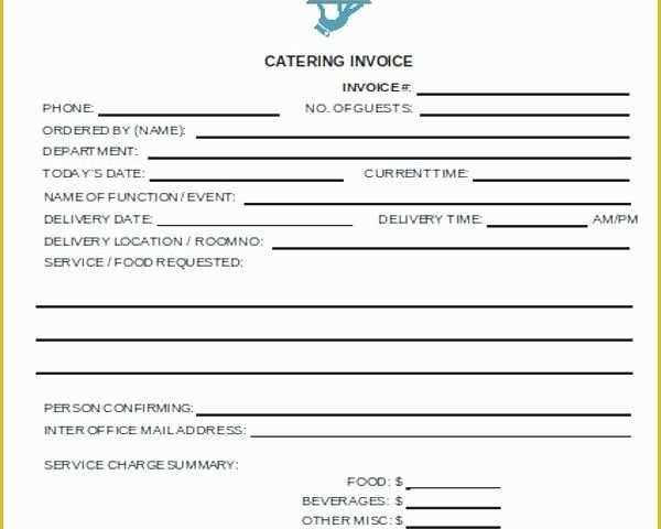 Free Printable Catering Invoice Template Of Catering Receipt Template Restaurant Catering Invoice