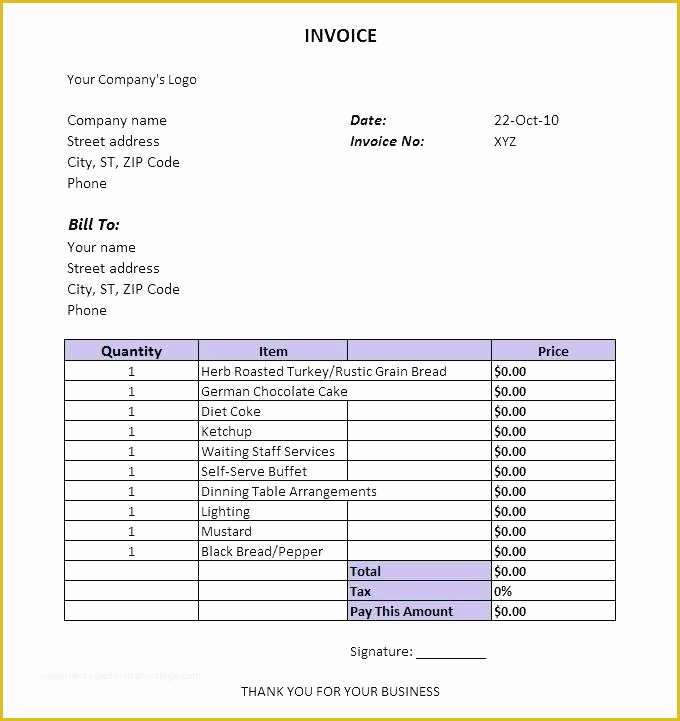Free Printable Catering Invoice Template Of Free Catering Invoice Template Best E Receipt Awesome