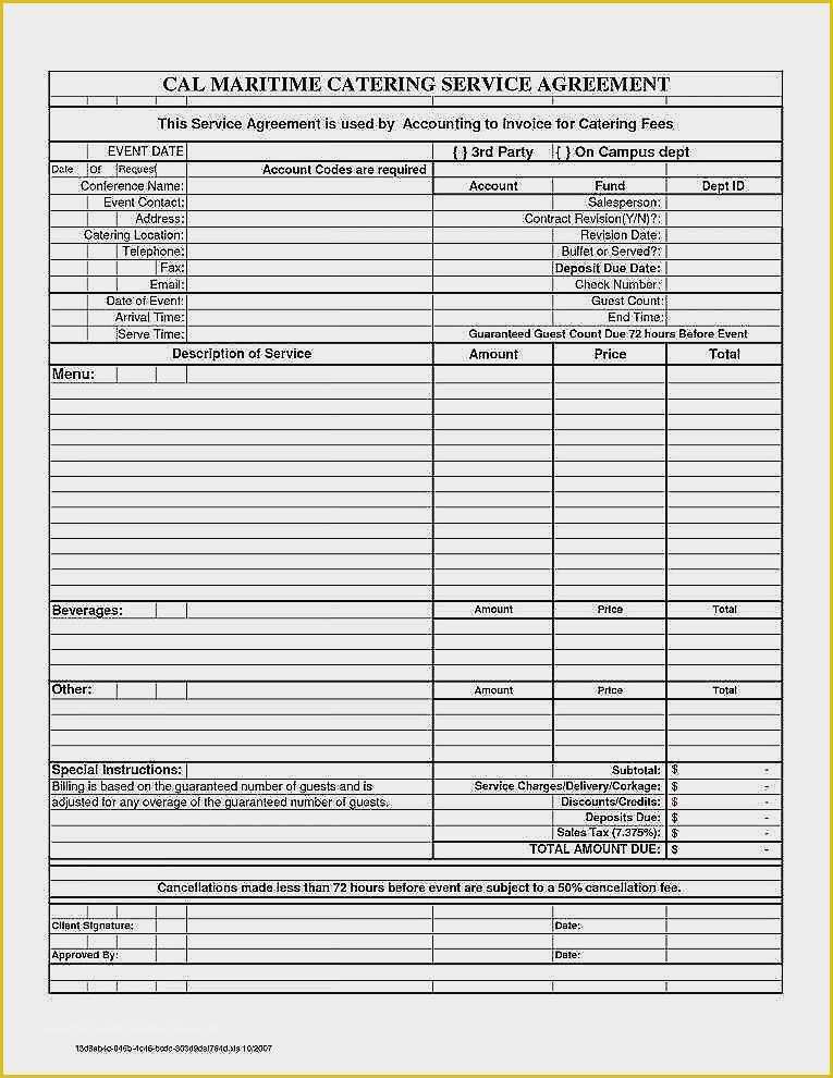 Free Printable Catering Invoice Template Of Free Catering Invoice Template – Travel Templates