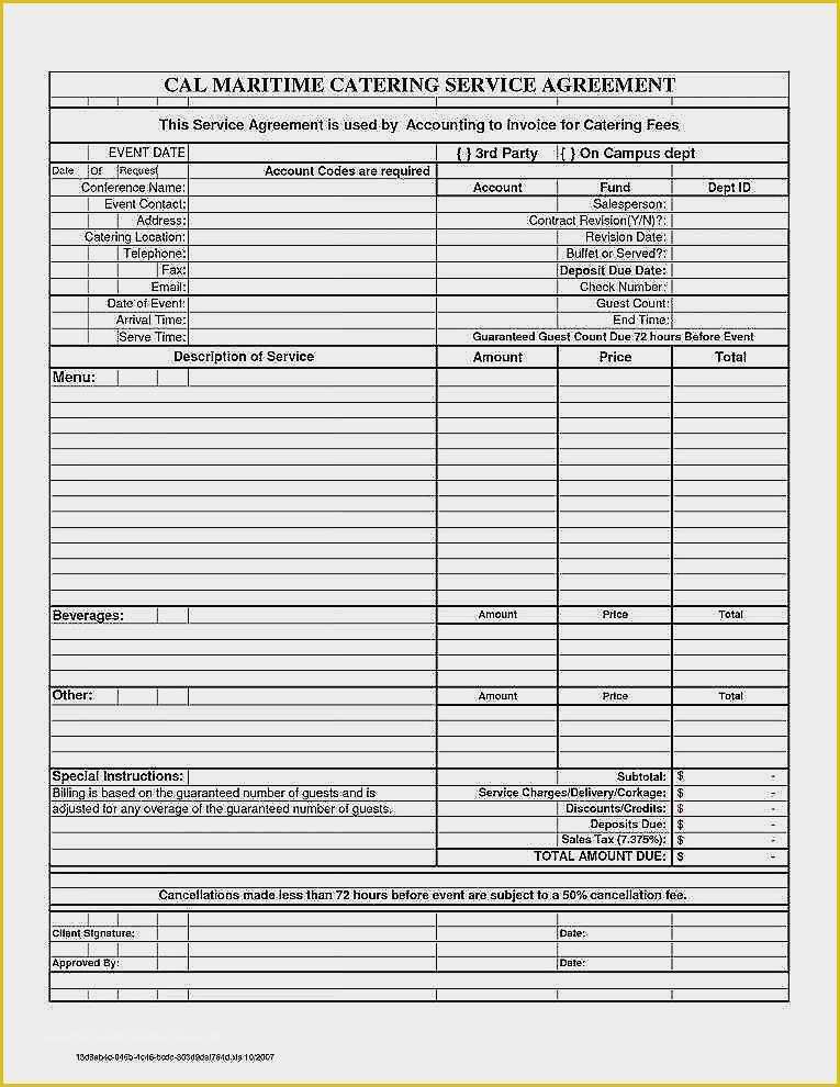 Free Printable Catering Invoice Template Of Free Catering Invoice Template – Travel Templates