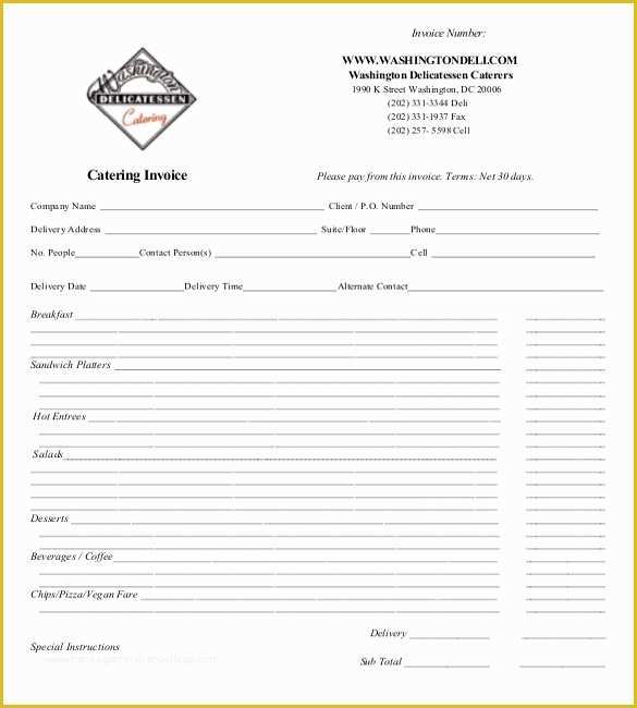 Free Printable Catering Invoice Template Of Invoice format Template 50 Free Word Pdf Documents