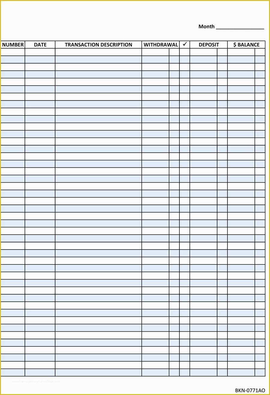 Free Printable Check Register Templates Of 37 Checkbook Register Templates [ Free Printable]