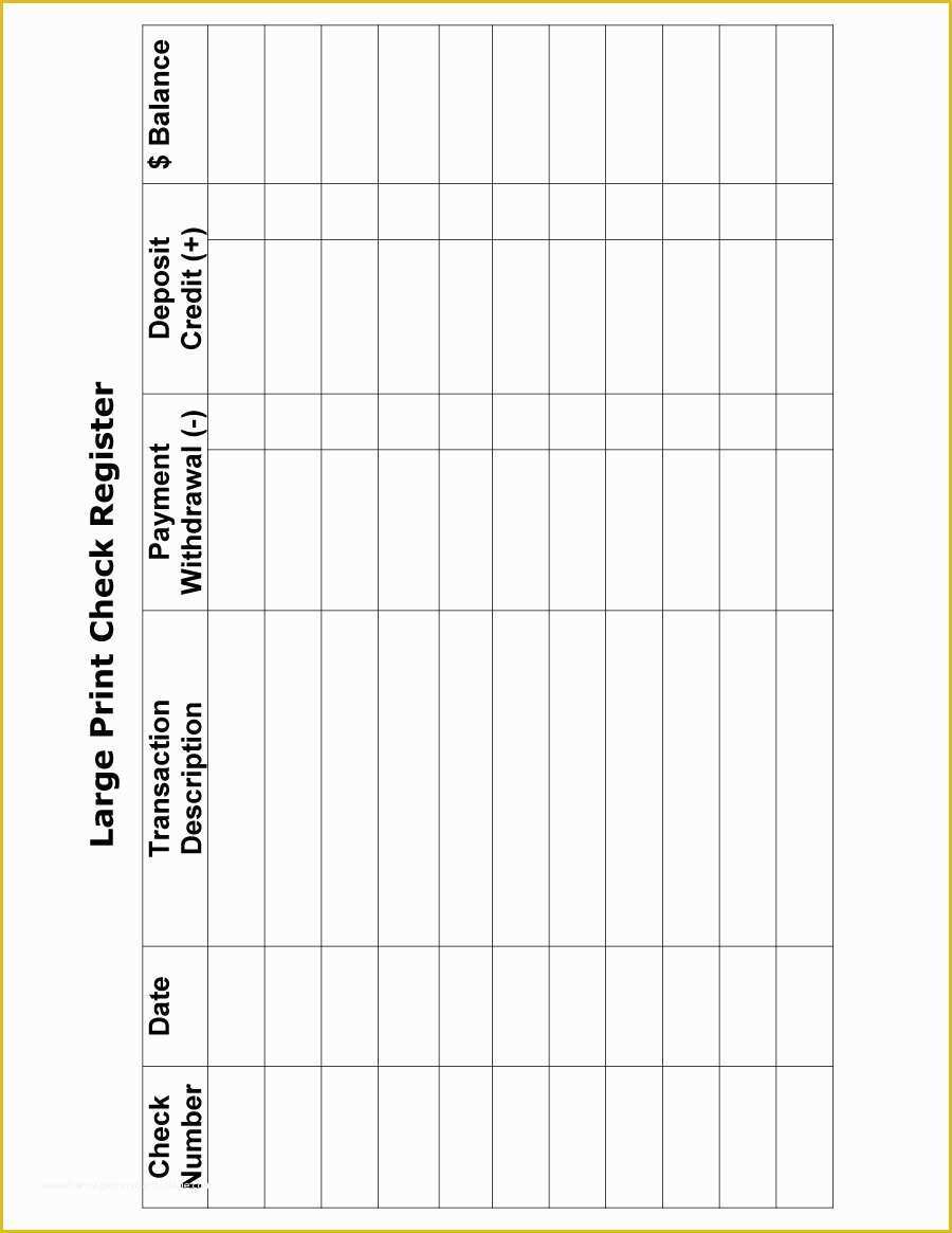 Free Printable Check Register Templates Of 37 Checkbook Register Templates [ Free Printable]