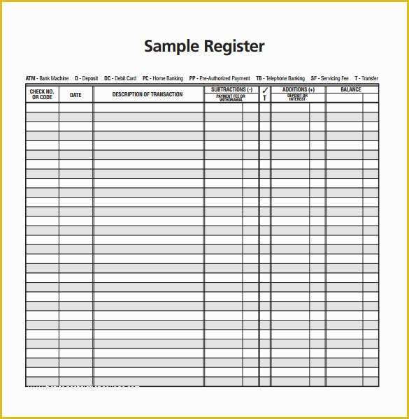 Free Printable Check Register Templates Of 7 Check Register Samples