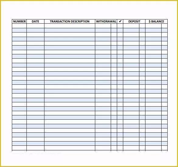 Free Printable Check Register Templates Of Check Register 9 Download Free Documents In Pdf