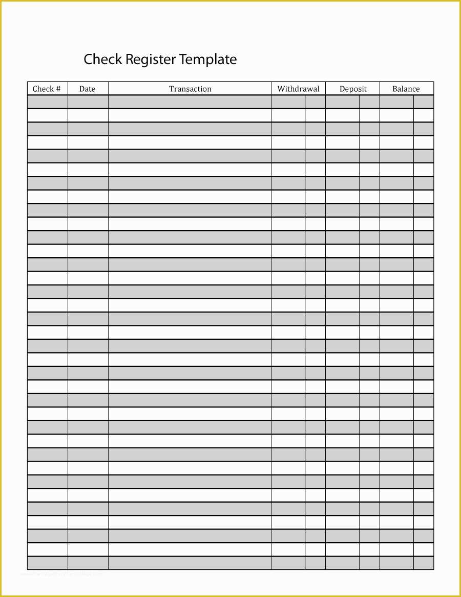 Free Printable Checks Template Of 37 Checkbook Register Templates [ Free Printable]