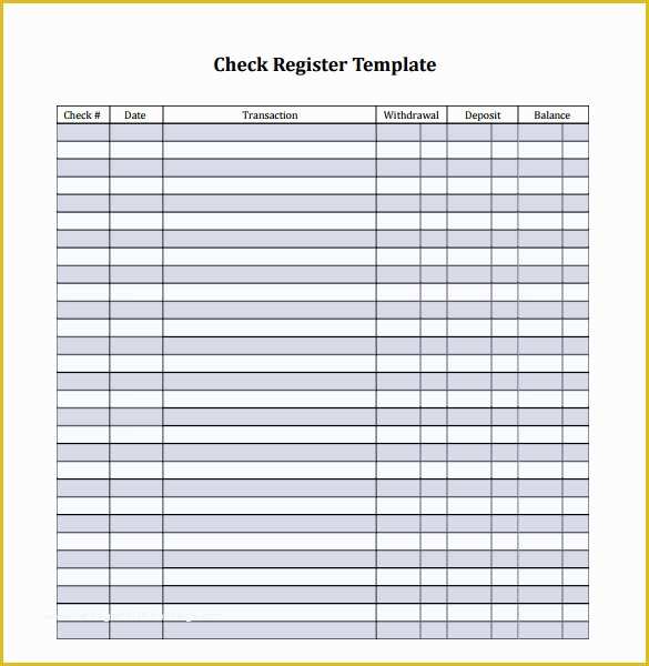 Free Printable Checks Template Of Sample Check Register Template 7 Documents In Pdf Word