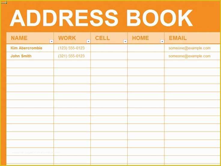 Free Printable Children's Book Template Of Free Excel Template Personal Address Book