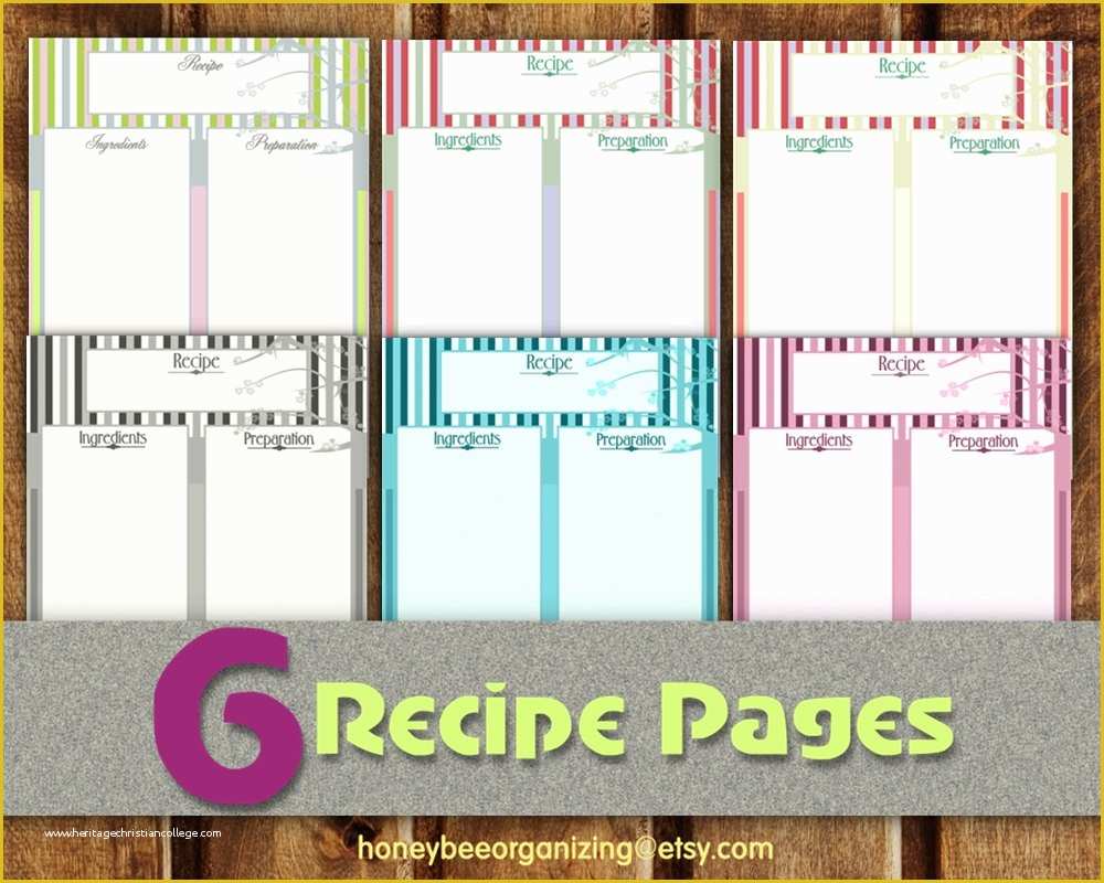 Free Printable Children's Book Template Of Recipe Pages Instant Download Blank Cooking Book