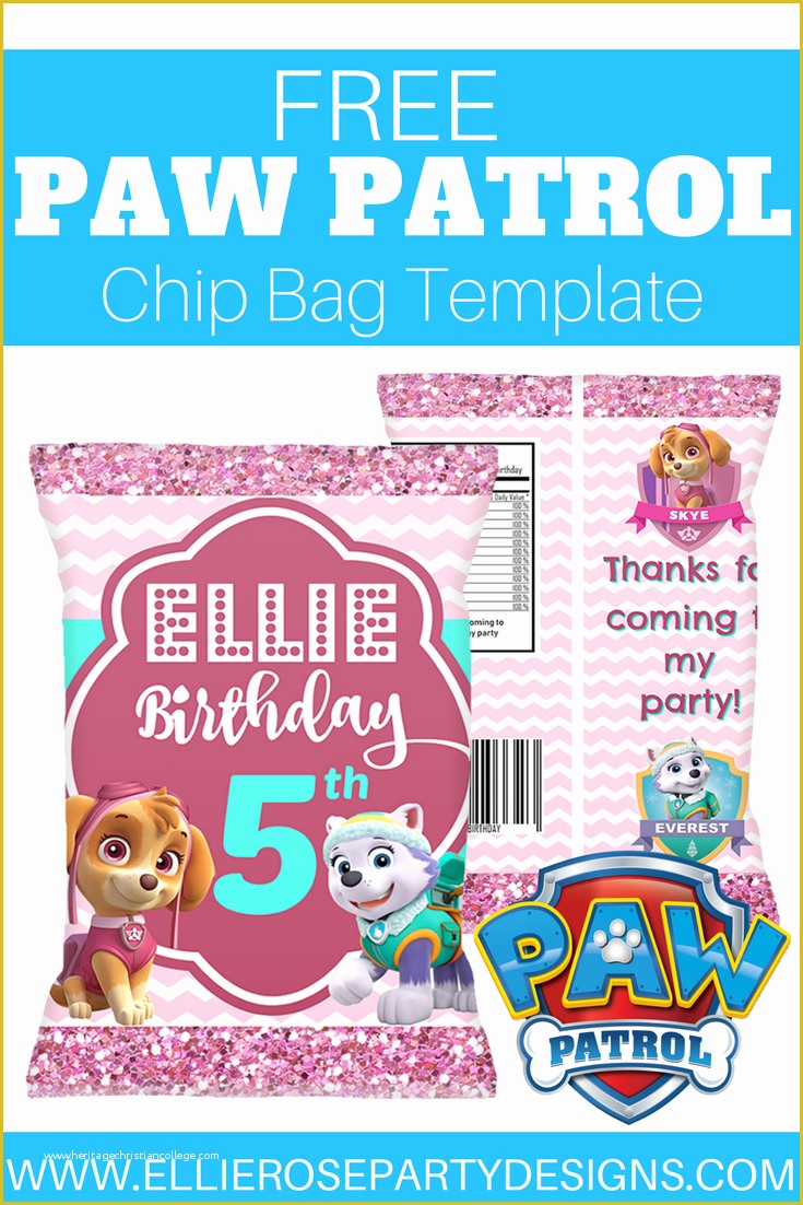 Free Printable Chip Bag Template Of Skye Everest Paw Patrol Chip Bag Template Printable