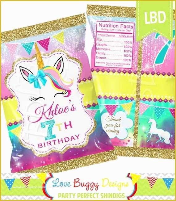 Free Printable Chip Bag Template Of Unicorn Chip Bag Printable Candy Bag Chip Bag Birthday Bags