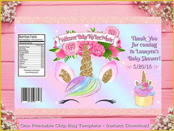 Free Printable Chip Bag Template Of Unicorn Chip Bag Template Unicorn Chip Bag Printables