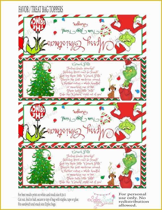 Free Printable Christmas Bag toppers Templates Of 17 Best Ideas About Grinch Pills On Pinterest