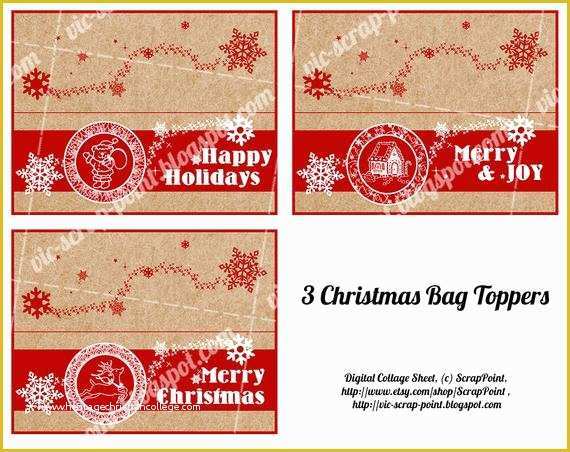 Free Printable Christmas Bag toppers Templates Of 3 Printable Christmas Party Treat Bag toppers Double Sided