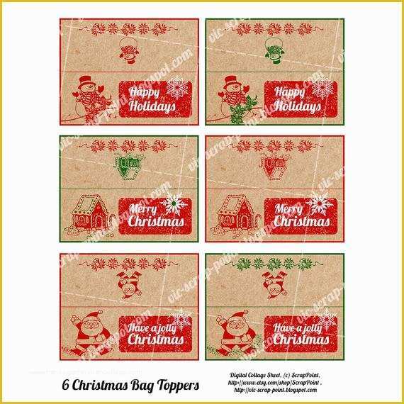 Free Printable Christmas Bag toppers Templates Of 6 Printable Christmas Party Treat Bag toppers Foldable