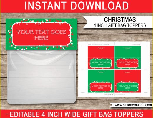 Free Printable Christmas Bag toppers Templates Of Christmas Gift Bag toppers