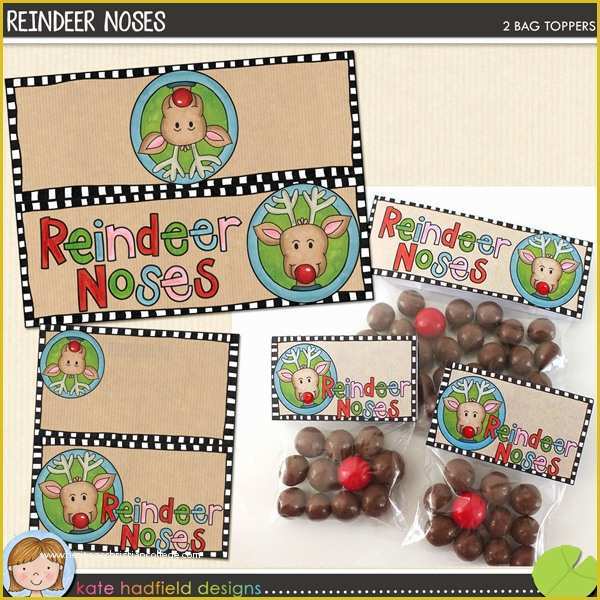 Free Printable Christmas Bag toppers Templates Of Free Reindeer Noses Christmas Bag toppers