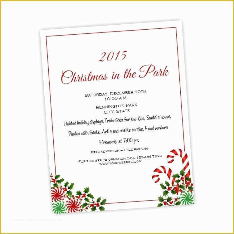 Free Printable Christmas Flyers Templates Of Christmas or Holiday Party Flyer 8 5 X 11 Candy Canes and