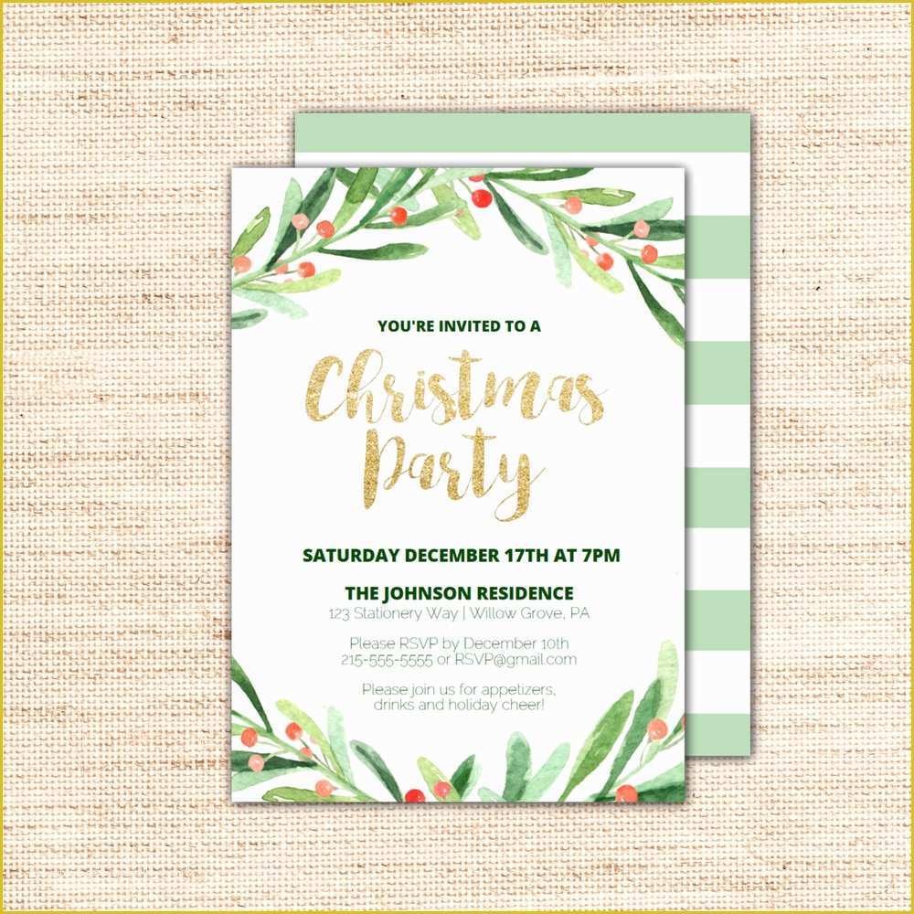 Free Printable Christmas Flyers Templates Of Holly Wreath Printable Christmas Party Invitation Template