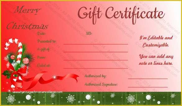 Free Printable Christmas Gift Certificate Template Word Of 23 Holiday Gift Certificate Templates Psd