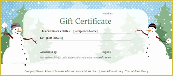 Free Printable Christmas Gift Certificate Template Word Of 5 Printable Holiday Certificate Templates