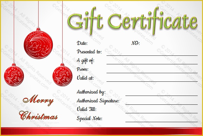 Free Printable Christmas Gift Certificate Template Word Of Christmas Balls Gift Certificate Template