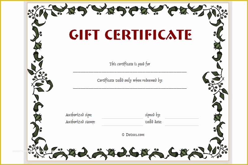 Free Printable Christmas Gift Certificate Template Word Of Gift Certificate Template Floral Design Dotxes