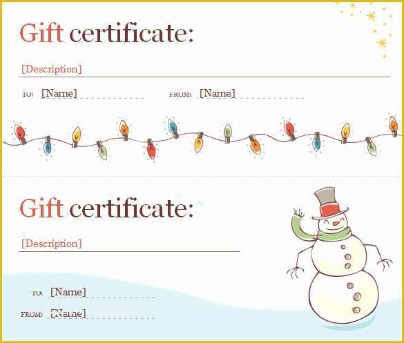 Free Printable Christmas Gift Certificate Template Word Of Word Certificate Template 49 Free Download Samples