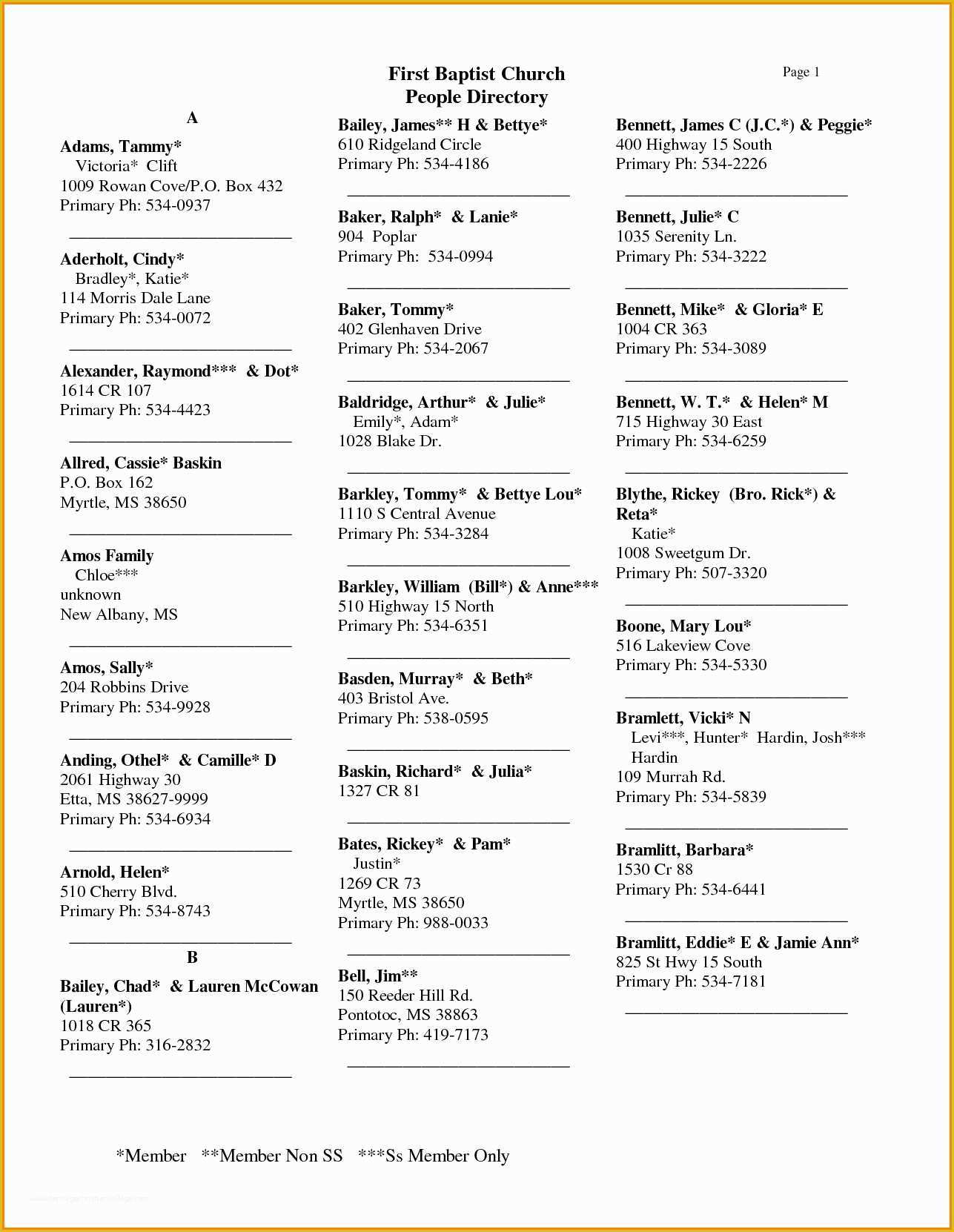 Free Printable Church Directory Template Of Church Directory Template Word Templates Resume