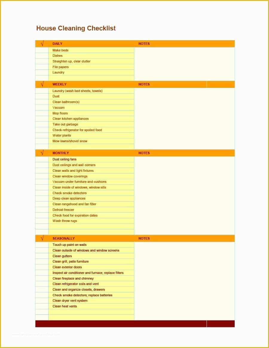 Free Printable Cleaning Checklist Template Of 40 Printable House Cleaning Checklist Templates Template Lab