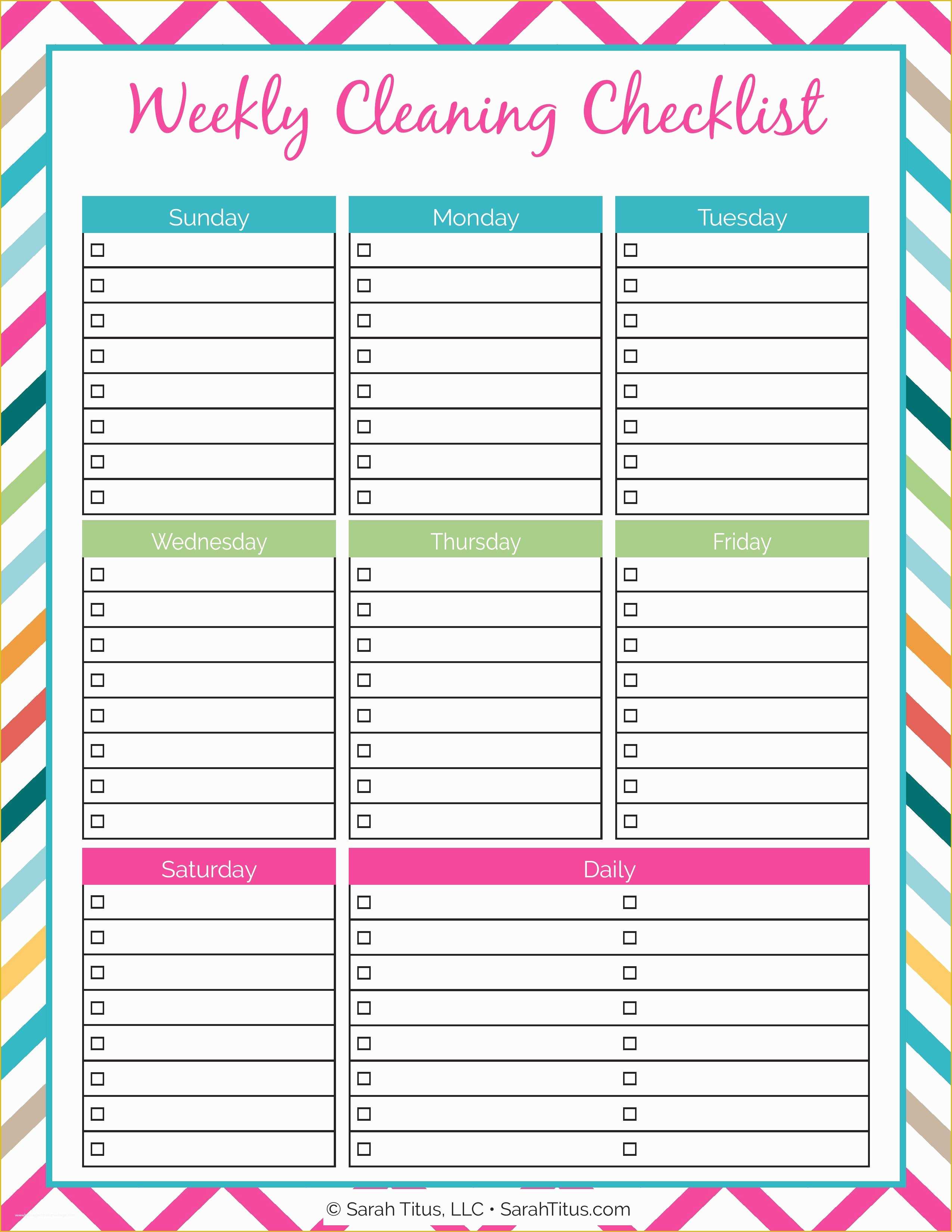 Free Printable Cleaning Checklist Template Of Cleaning Binder Weekly Cleaning Checklist Sarah Titus