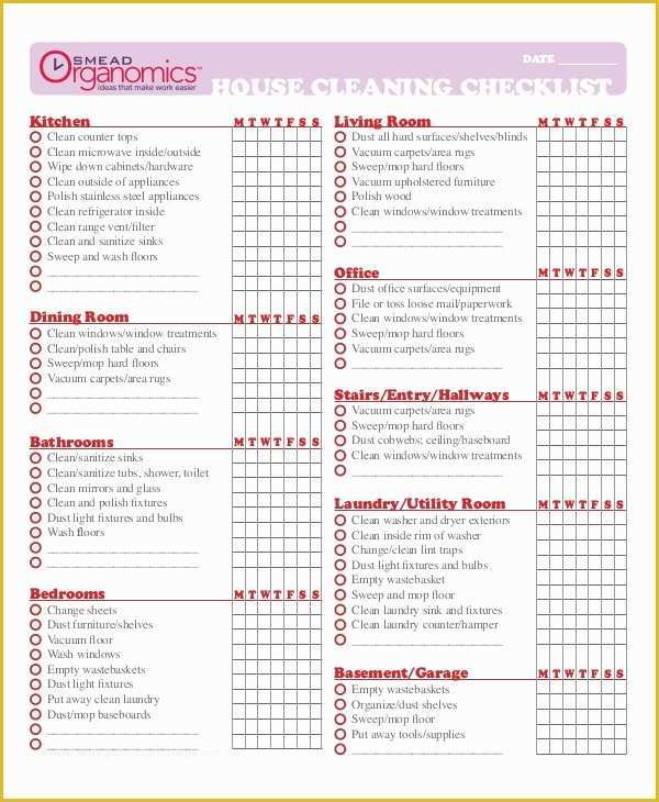 cleaning checklist template word cleaning checklist template word