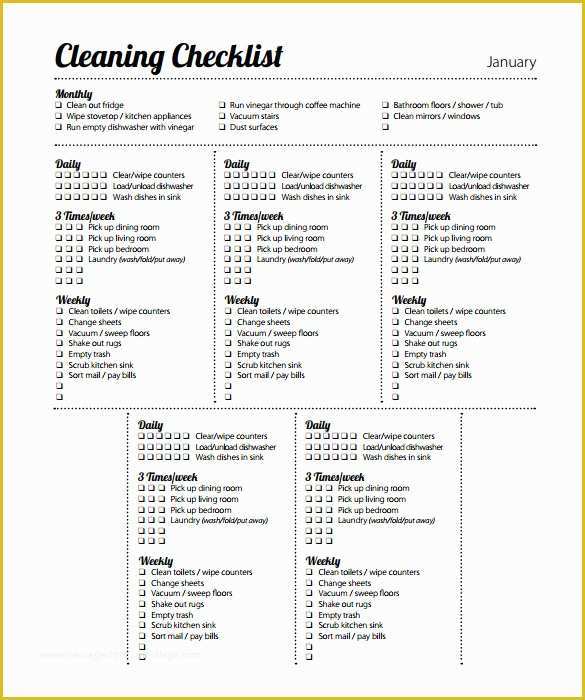 Free Printable Cleaning Checklist Template Of Cleaning Schedule Template 12 Free Sample Example