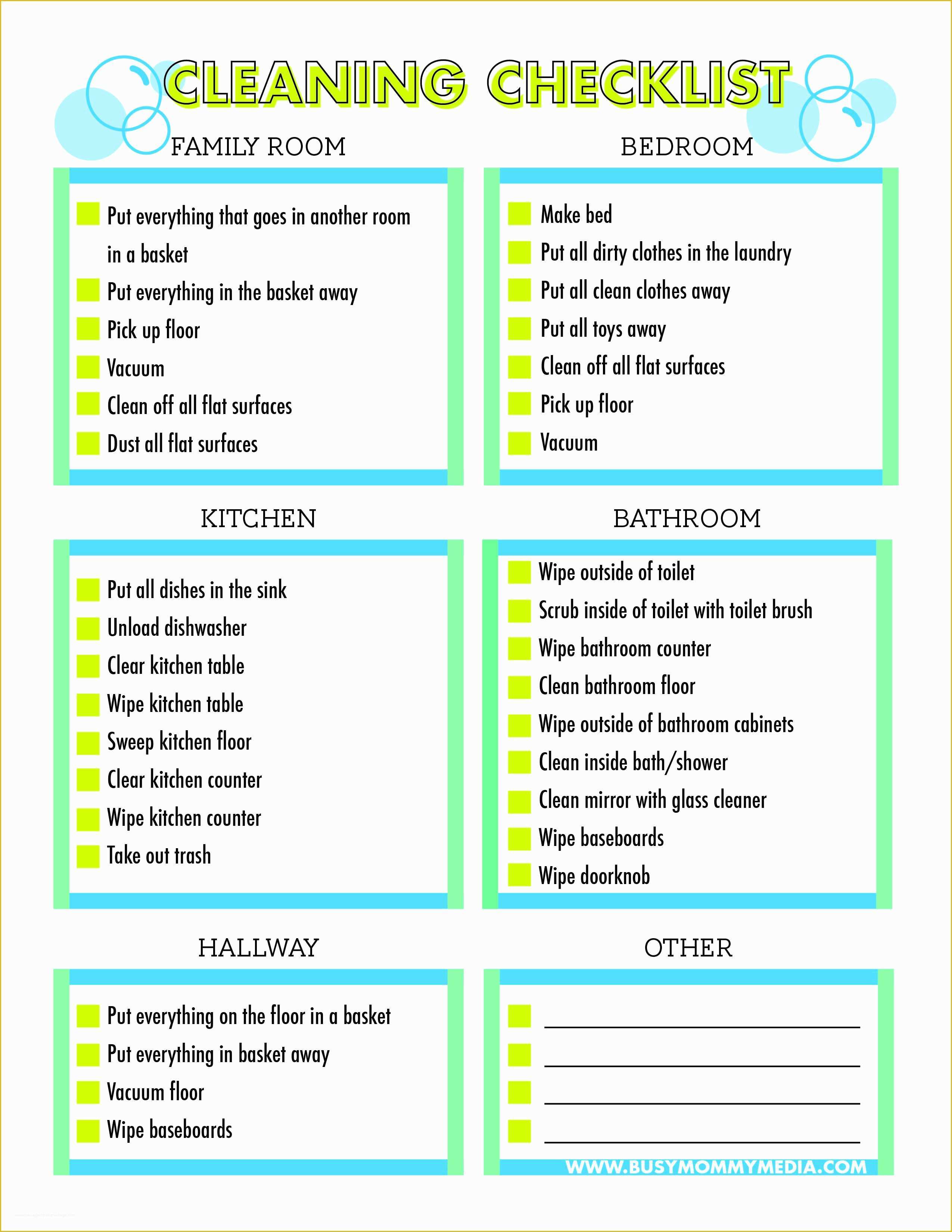 Free Printable Cleaning Checklist Template Of Free Printable Cleaning Checklist for Kids