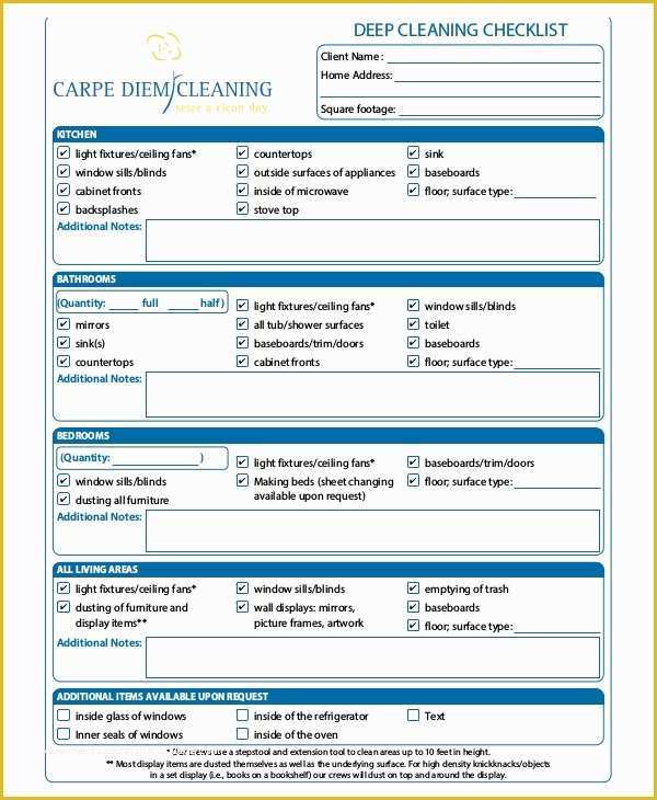 Free Printable Cleaning Checklist Template Of House Cleaning Checklist 14 Pdf Word Documents
