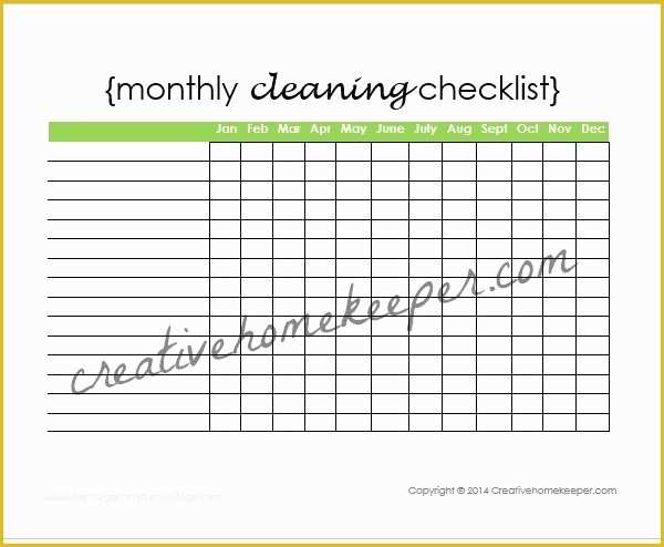 Free Printable Cleaning Checklist Template Of Monthly Cleaning Checklist Free Printable – Creative