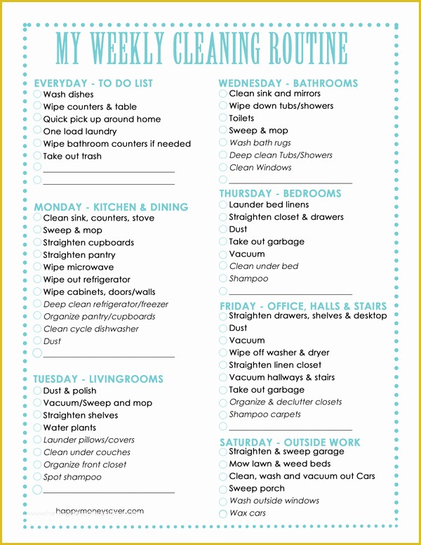 Free Printable Cleaning Checklist Template Of My Ultimate Happy Home Cleaning Routine Plus Free