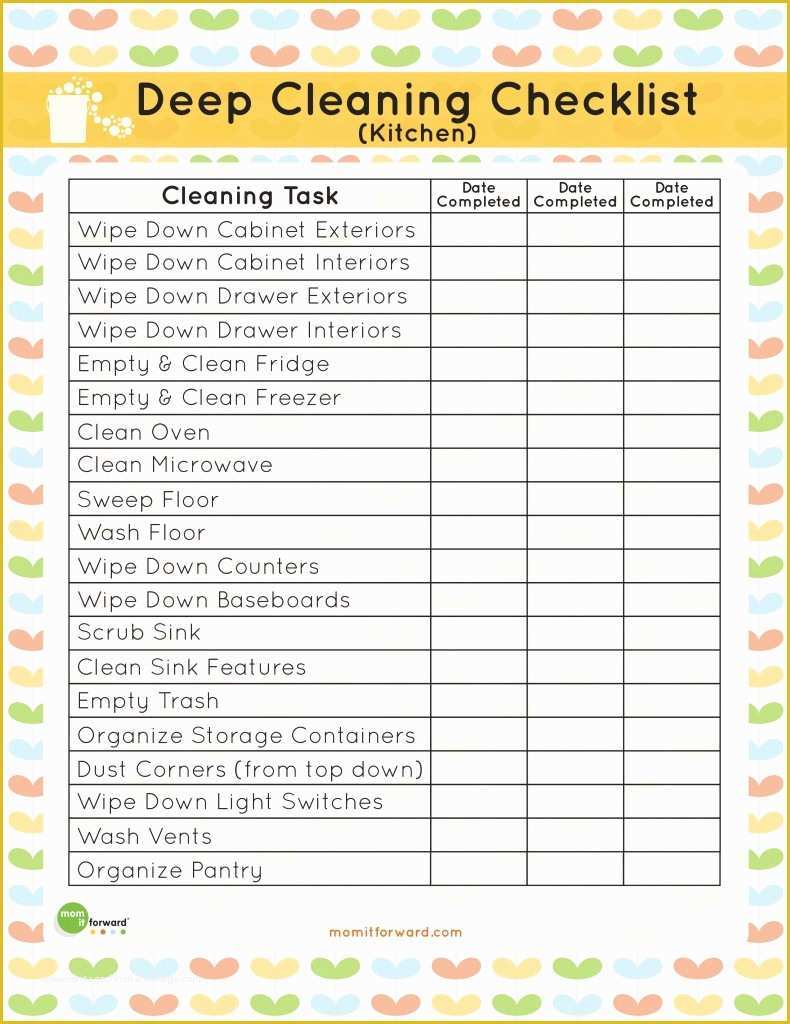Free Printable Cleaning Checklist Template Of Printable Kitchen Cleaning Checklist Mom It forward