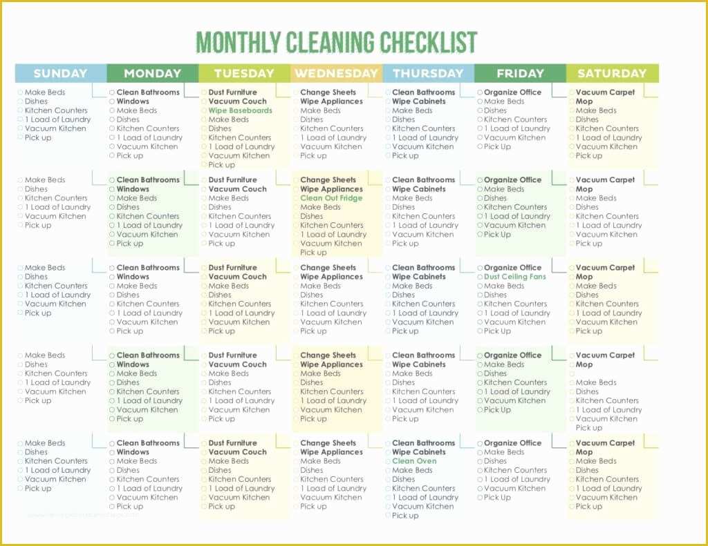 Free Printable Cleaning Schedule Template Of 7 the Best Free Printable Cleaning Schedules