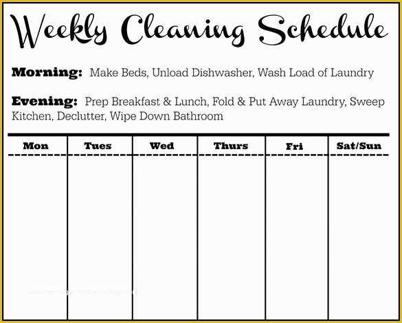Free Printable Cleaning Schedule Template Of Cleaning Schedule Template 12 Free Sample Example