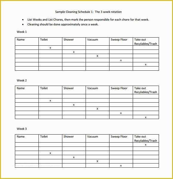 Free Printable Cleaning Schedule Template Of Cleaning Schedule Template 7 Download Documents In Pdf