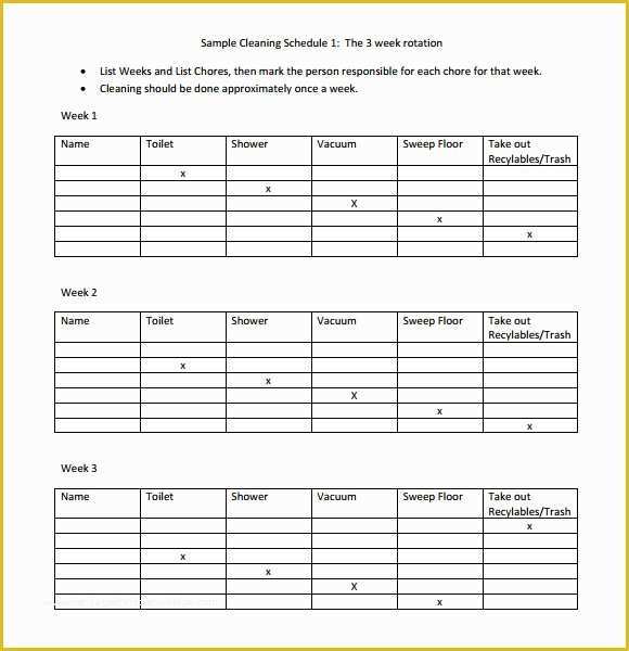 Free Printable Cleaning Schedule Template Of Cleaning Schedule Template 7 Download Documents In Pdf