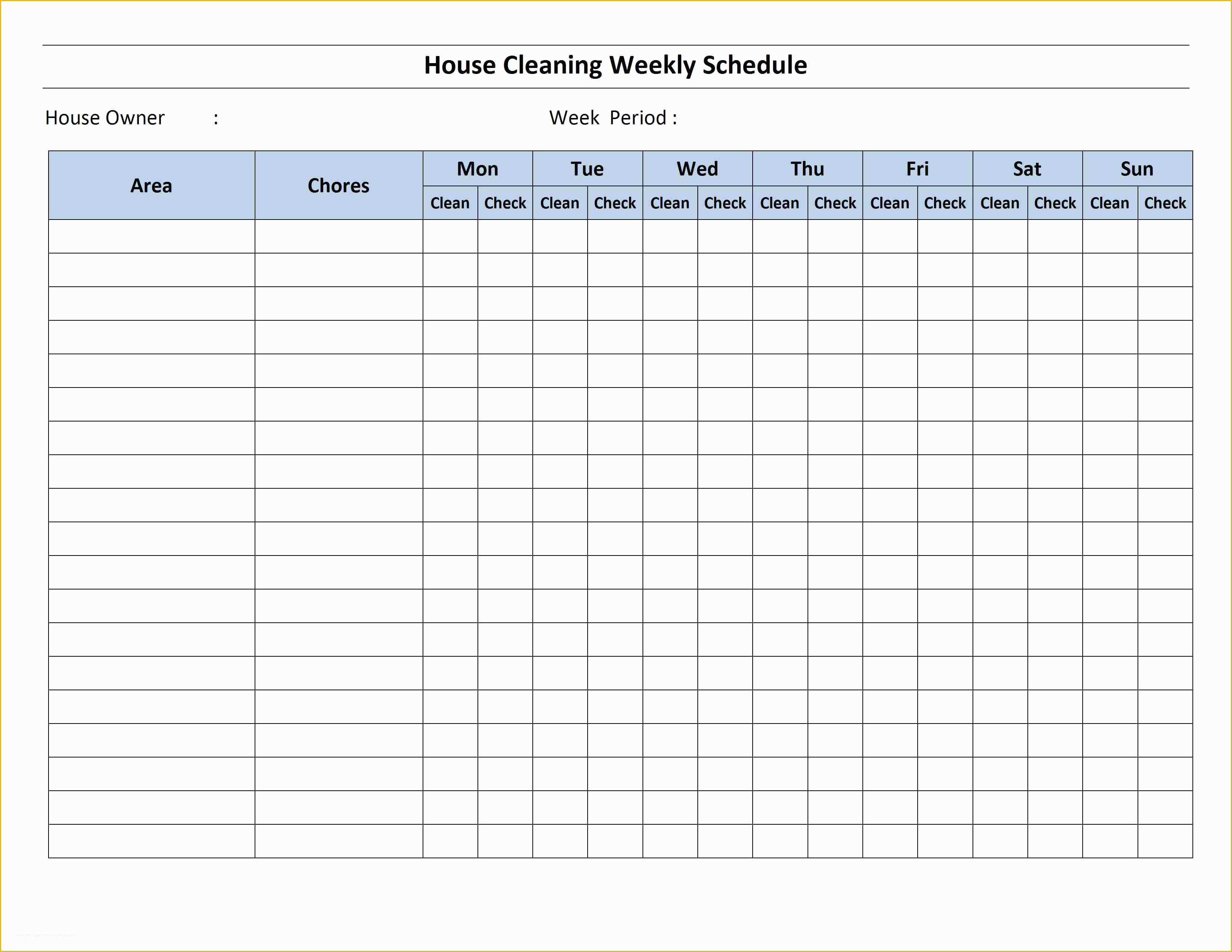 Free Printable Cleaning Schedule Template Of Cleaning Schedule Template