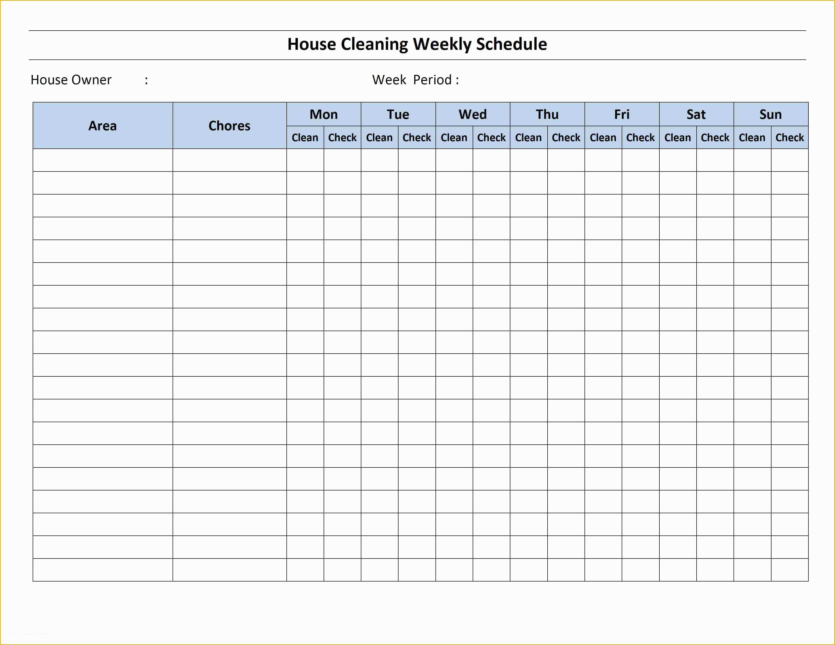 Free Printable Cleaning Schedule Template Of Cleaning Schedule Template
