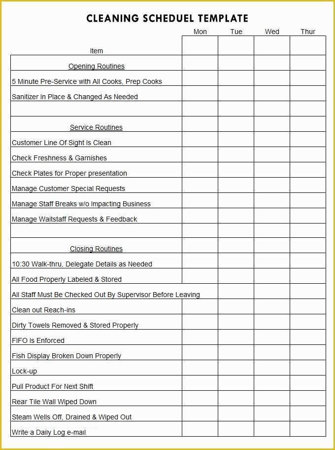 Free Printable Cleaning Schedule Template Of Cleaning Schedule Template