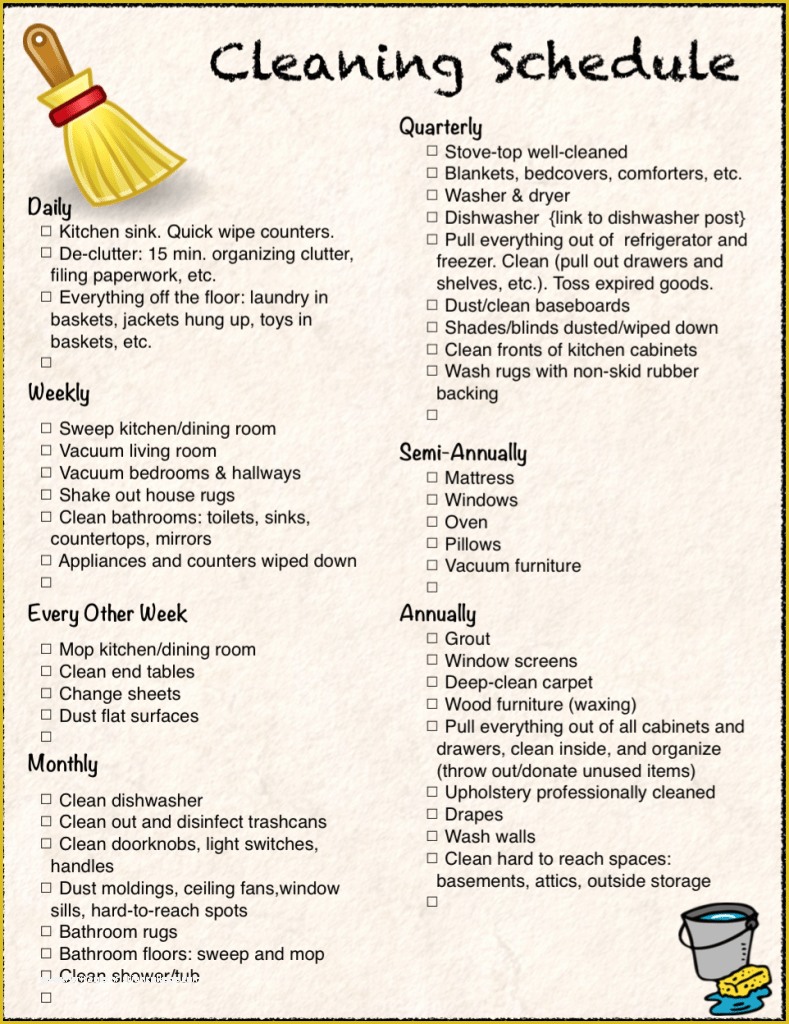 Free Printable Cleaning Schedule Template Of Free Printable Cleaning Calendar and Checklist the