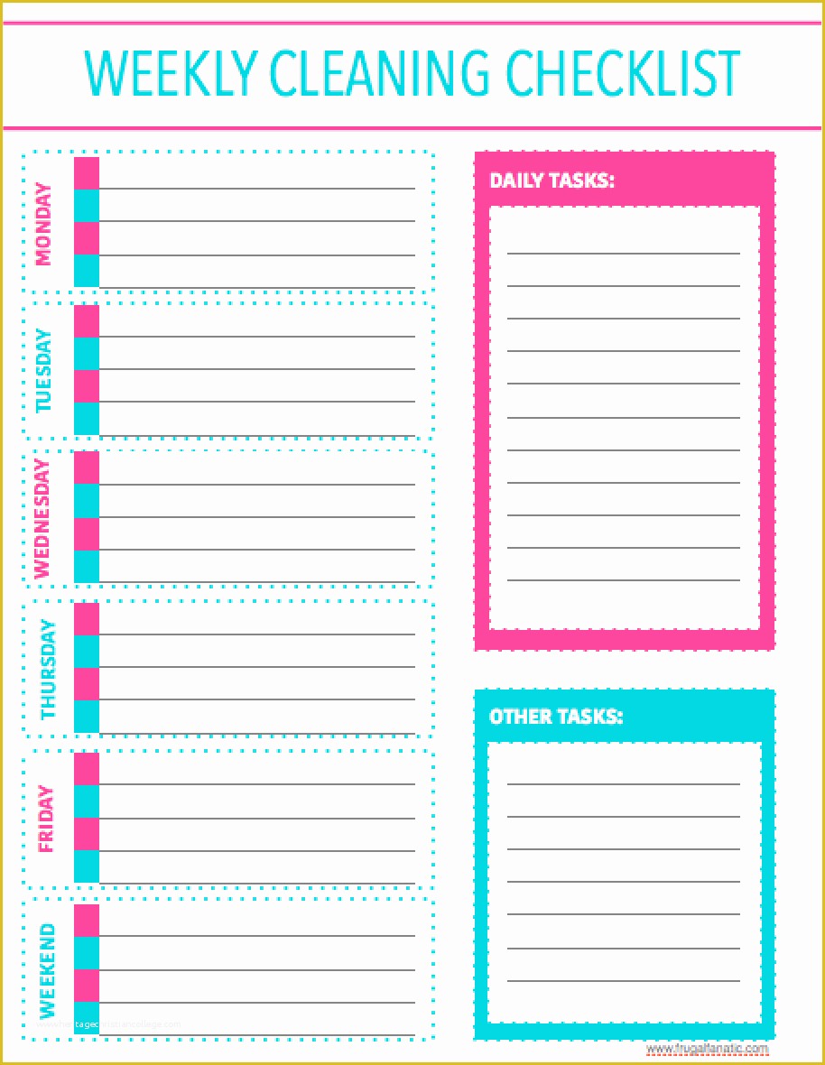 Free Printable Cleaning Schedule Template Of Free Printable Weekly Cleaning Checklist