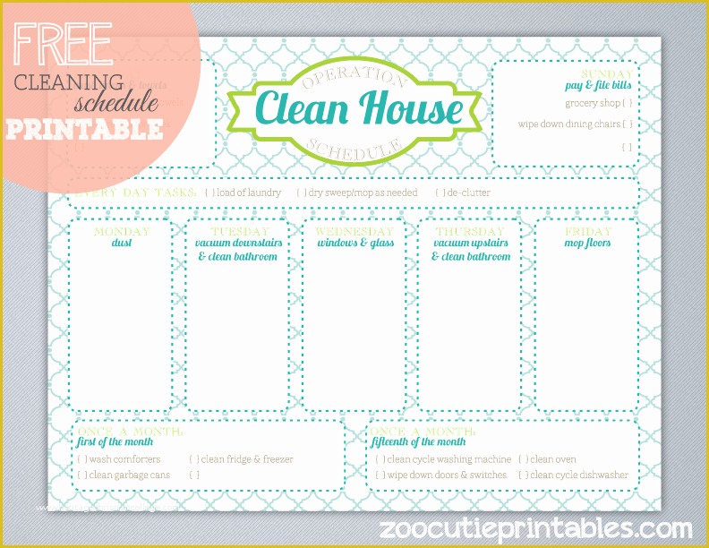 Free Printable Cleaning Schedule Template Of House Cleaning Free House Cleaning Planner