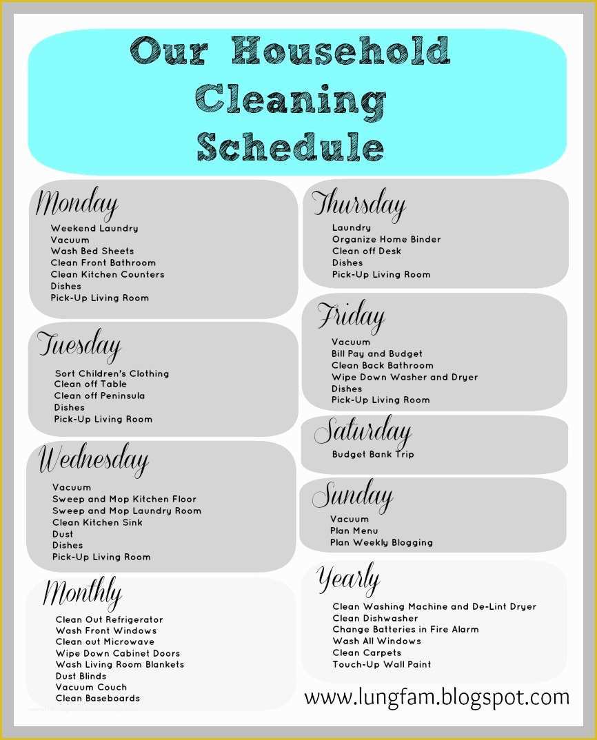 Free Printable Cleaning Schedule Template Of House Cleaning Weekly House House Cleaning List Printable