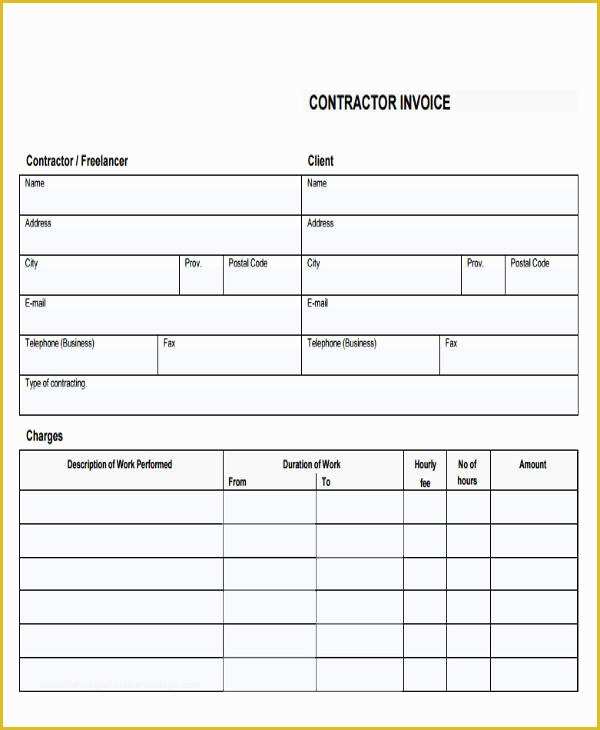 Free Printable Construction Invoice Template Of 18 Free Contractor Invoice Samples